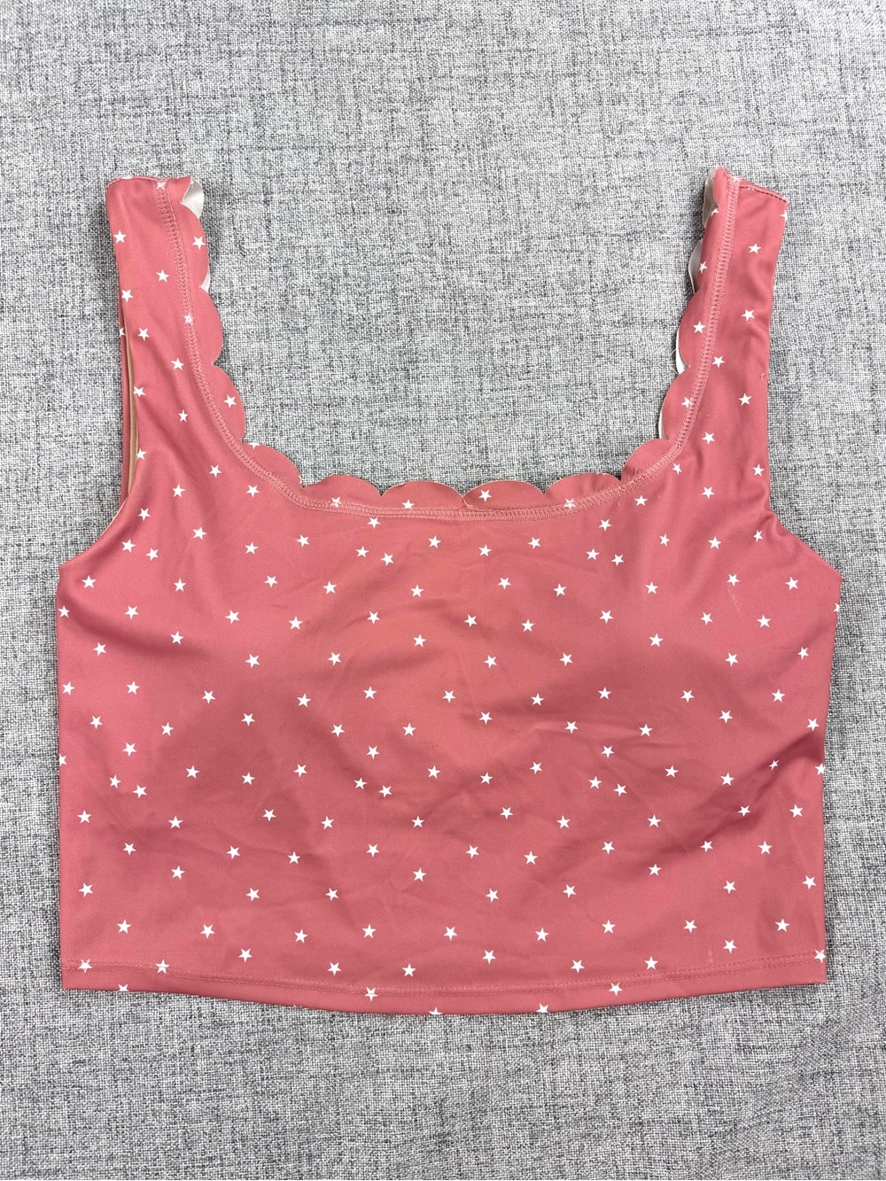 Kortni Jeane scallop top Pink white‎ Stars tankini swim G